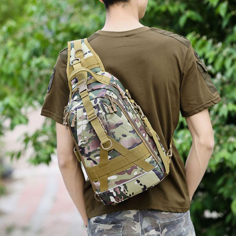 Mężczyźni Oxford Camo Wielofunkcyjna Wodoodporna Outdoor Sports Riding Tactical Torba Na Ramię Torba Crossbody Torba Na Klatkę Piersiową