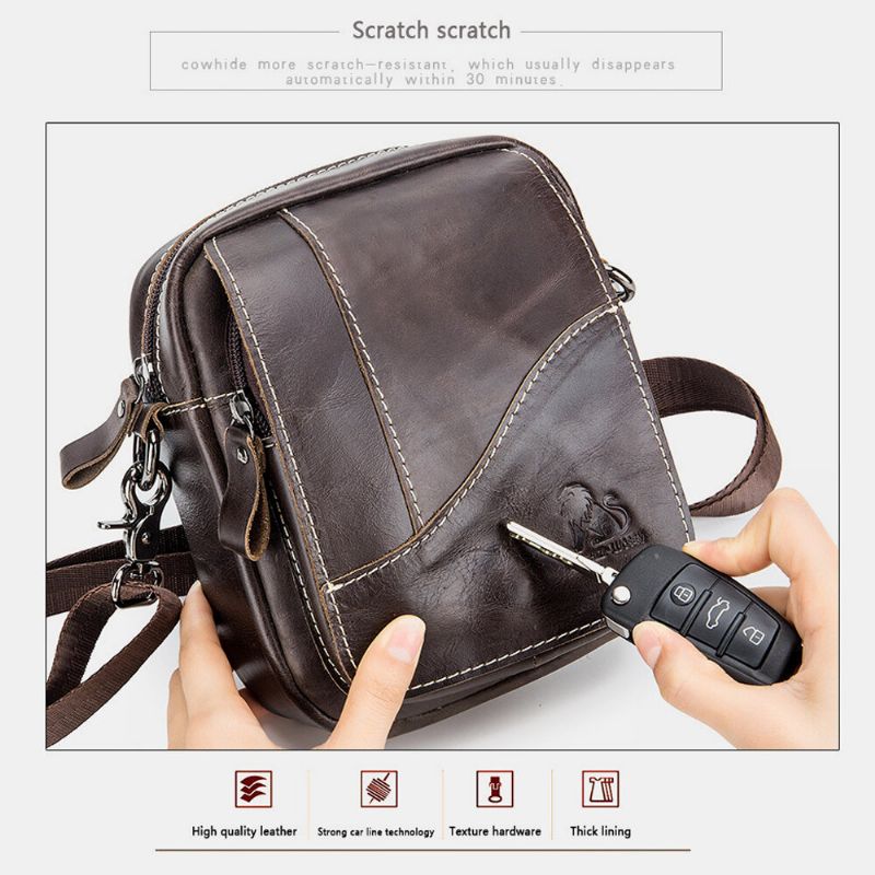 Mężczyźni Prawdziwa Skóra Odporna Na Zużycie Duża Pojemność Vintage Skóra Bydlęca Torby Crossbody Torba Na Ramię Pojedyncza Torba