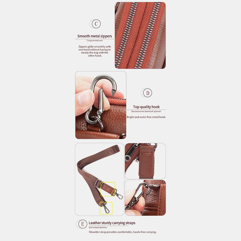 Mężczyźni Prawdziwej Skóry Bydlęcej Multi-carry Retro 7.2 Cal Telefon Crossbody Torba Wisząca Torba Na Pasek Torba Na Talię