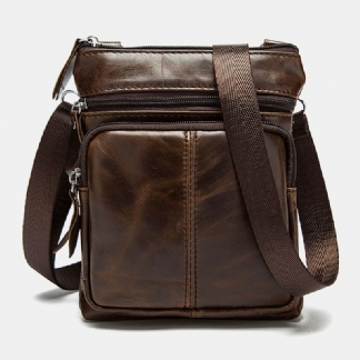 Mężczyźni Prawdziwej Skóry Multi-pocket Casual Business 6.3 Cala Torba Na Telefon Torby Crossbody Pierwsza Warstwa Torba Na Ramię Ze Skóry Bydlęcej