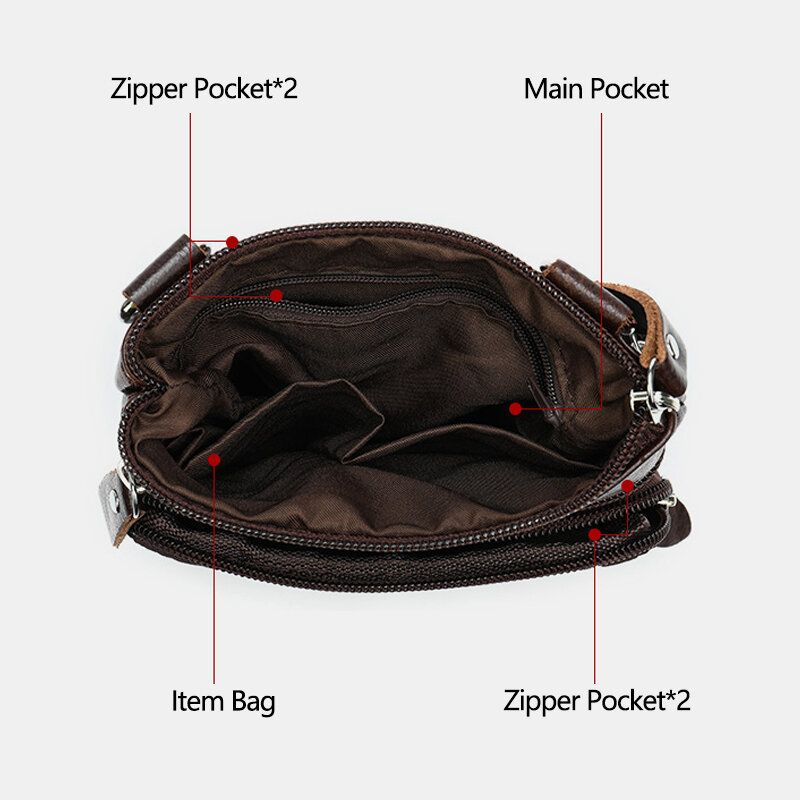 Mężczyźni Prawdziwej Skóry Multi-pocket Casual Business 6.3 Cala Torba Na Telefon Torby Crossbody Pierwsza Warstwa Torba Na Ramię Ze Skóry Bydlęcej