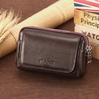 Mężczyźni Prawdziwej Skóry Retro Multi-carry Mini Torba Na Telefon Torba Na Karty Torba Na Talię Torba Crossbody