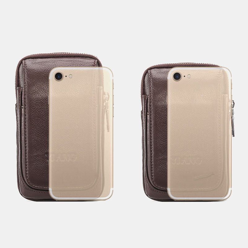 Mężczyźni Prawdziwej Skóry Retro Multi-carry Mini Torba Na Telefon Torba Na Karty Torba Na Talię Torba Crossbody