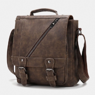 Mężczyźni Pu Leather Duża Pojemność Vintage Casual Wodoodporne Oddychające Torby Crossbody Torby Na Ramię Torebka