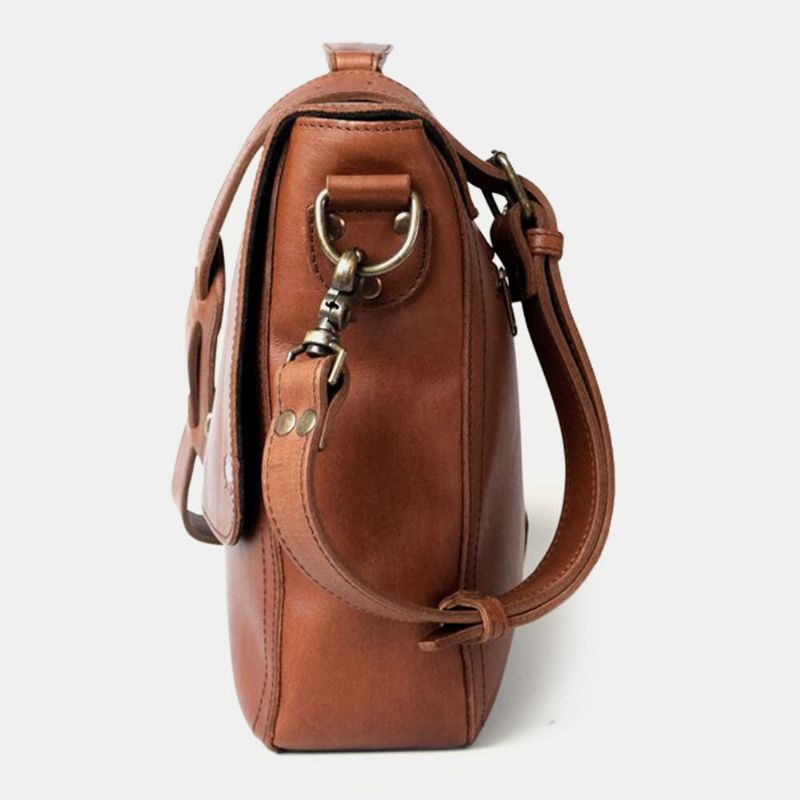 Mężczyźni Pu Leather Wielofunkcyjny Vintage 15.6 Cal Laptop Anti-theft Teczki Torba Crossbody Torba