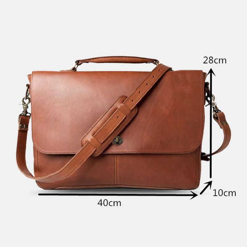 Mężczyźni Pu Leather Wielofunkcyjny Vintage 15.6 Cal Laptop Anti-theft Teczki Torba Crossbody Torba