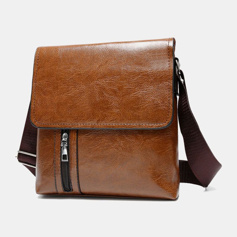 Mężczyźni Pu Skóra Antykradzieżowa Na Ramię O Dużej Pojemności Retro 6.3-calowa Torba Na Telefon Crossbody Torby