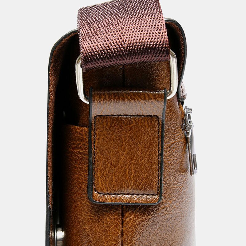 Mężczyźni Pu Skóra Antykradzieżowa Na Ramię O Dużej Pojemności Retro 6.3-calowa Torba Na Telefon Crossbody Torby