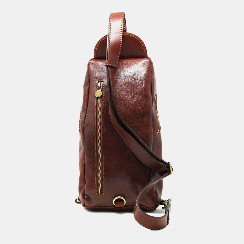 Mężczyźni Pu Skórzana Torba Antykradzieżowa Vintage Casual Torba Na Ramię Torba Crossbody Torba Na Klatkę Piersiową Torba Na Ramię Hippie Bag