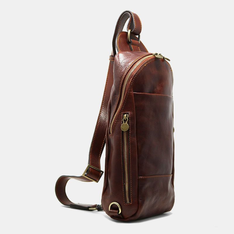 Mężczyźni Pu Skórzana Torba Antykradzieżowa Vintage Casual Torba Na Ramię Torba Crossbody Torba Na Klatkę Piersiową Torba Na Ramię Hippie Bag