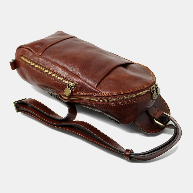 Mężczyźni Pu Skórzana Torba Antykradzieżowa Vintage Casual Torba Na Ramię Torba Crossbody Torba Na Klatkę Piersiową Torba Na Ramię Hippie Bag