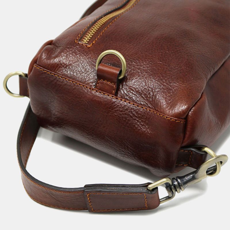 Mężczyźni Pu Skórzana Torba Antykradzieżowa Vintage Casual Torba Na Ramię Torba Crossbody Torba Na Klatkę Piersiową Torba Na Ramię Hippie Bag