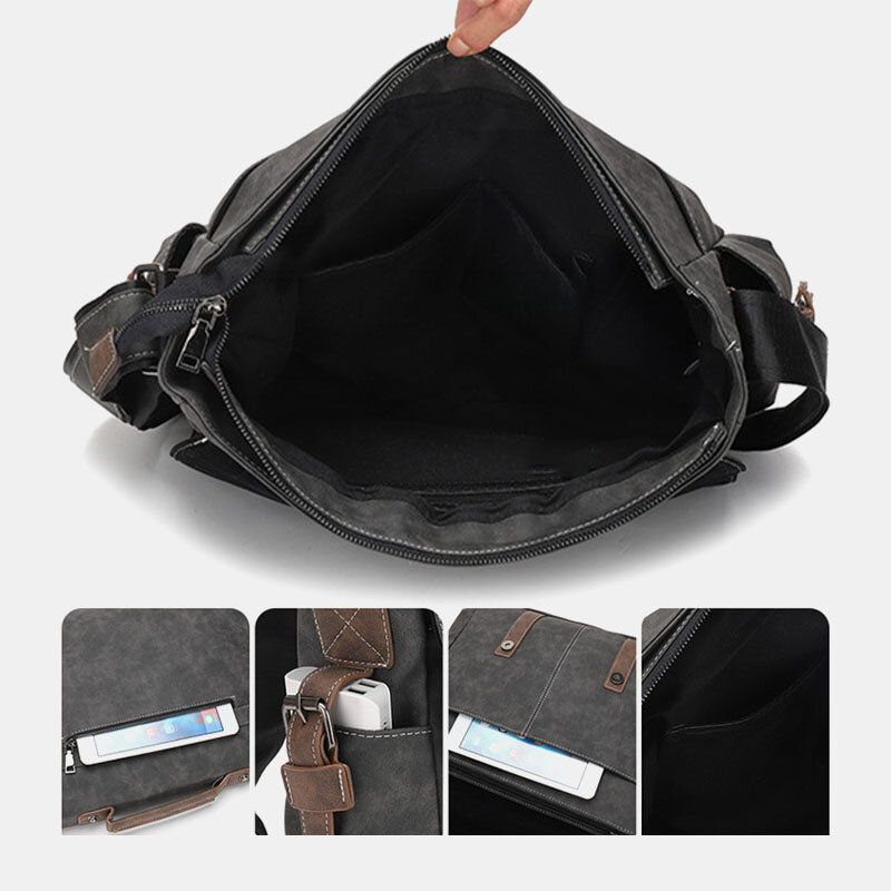 Mężczyźni Pu Skórzane Klapki Dużej Pojemności Torby Crossbody Dorywczo Mody Multi-pocket Torba Torebka Torba Na Ramię