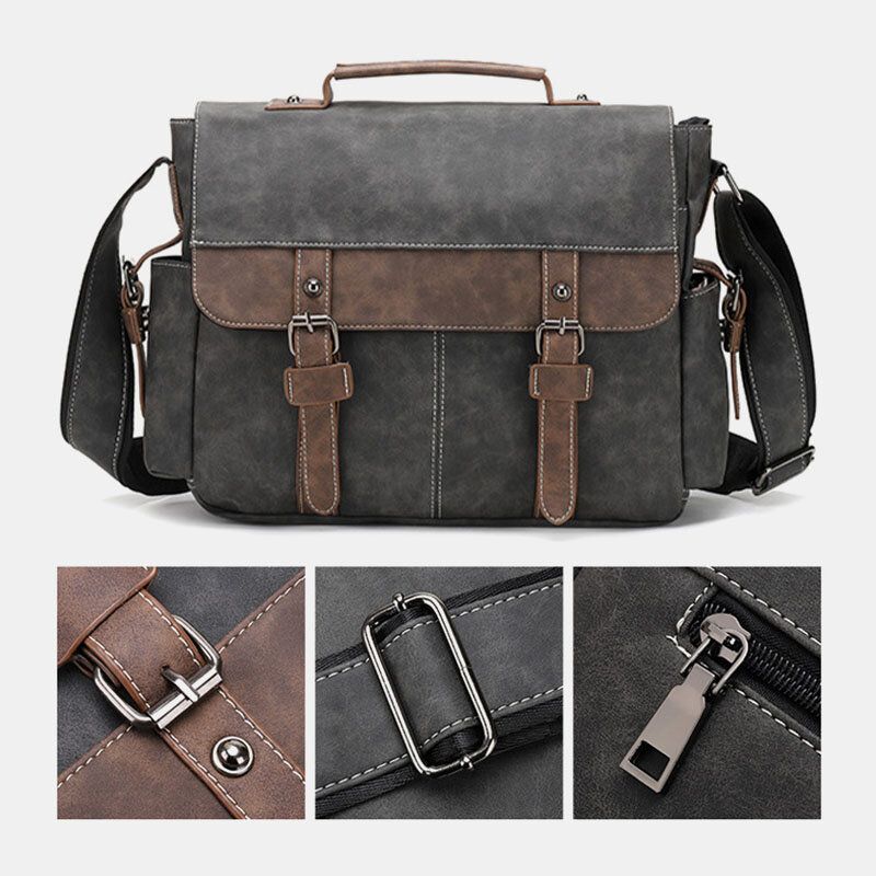 Mężczyźni Pu Skórzane Klapki Dużej Pojemności Torby Crossbody Dorywczo Mody Multi-pocket Torba Torebka Torba Na Ramię