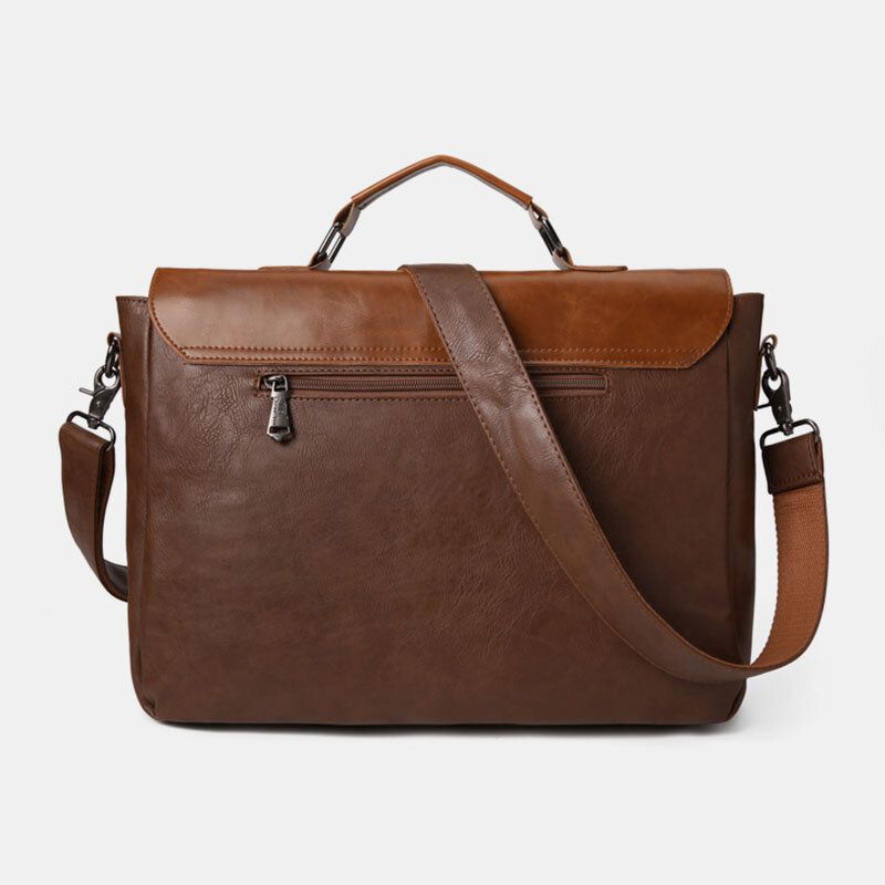 Mężczyźni Vintage Wielofunkcyjna Podwójna Przednia Kieszeń Torba Nauczyciela Teczka 14-calowa Torba Na Laptopa Torba Na Ramię Crossbody