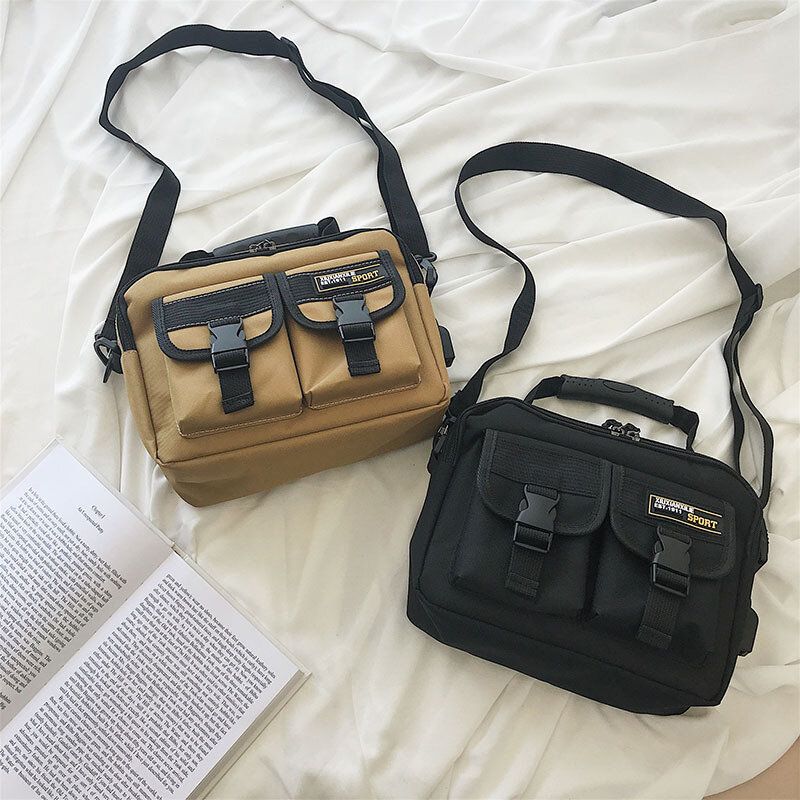 Męska Płótno O Dużej Pojemności Usb Ładowanie W Stylu Vintage Hippie Torba Crossbody Torba Na Ramię