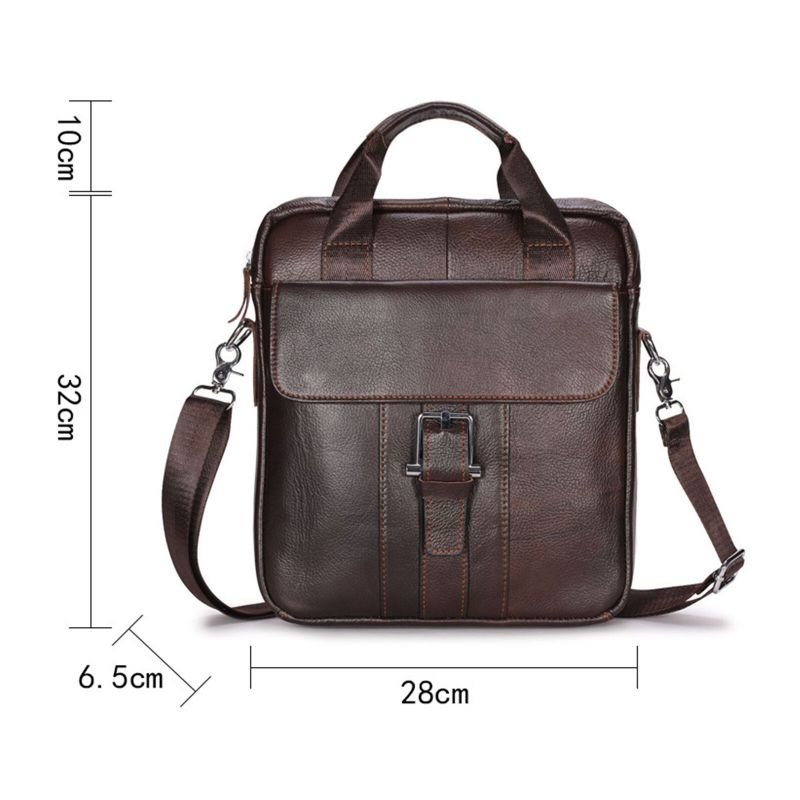 Męska Skórzana Torba Crossbody O Dużej Pojemności Vintage Business Solidna Teczka Na Ramię Torba Na Ramię