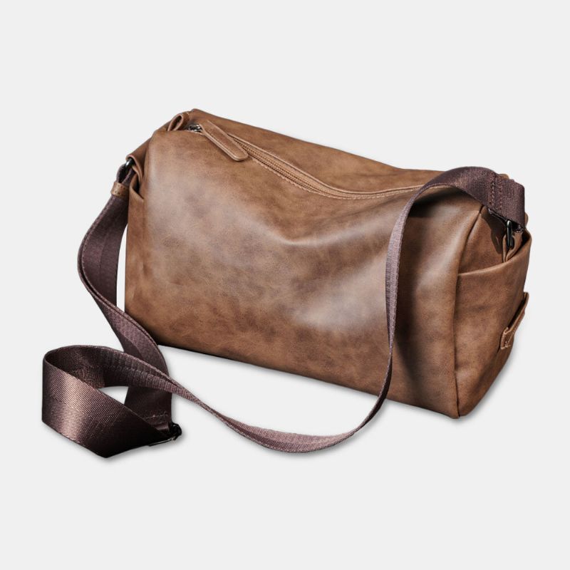 Męska Torba Crossbody W Stylu Vintage O Dużej Pojemności Wielofunkcyjna Torba Na Ramię Ze Sztucznej Skóry