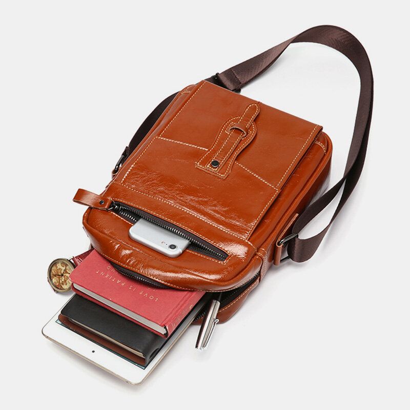 Męska Torba Na Ramię Z Prawdziwej Skóry O Dużej Pojemności Vintage Business Torba Crossbody