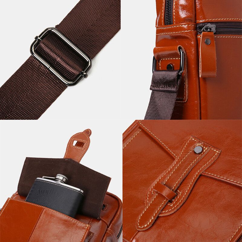 Męska Torba Na Ramię Z Prawdziwej Skóry O Dużej Pojemności Vintage Business Torba Crossbody