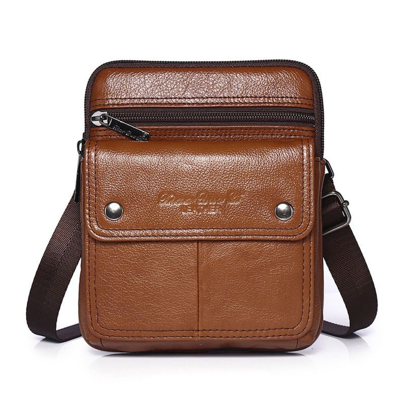 Męska Torba Na Ramię Ze Skóry Bydlęcej Z Wieloma Przegródkami Torba Na Ramię Crossbody Outdoor Casual Vintage Messenger Bag