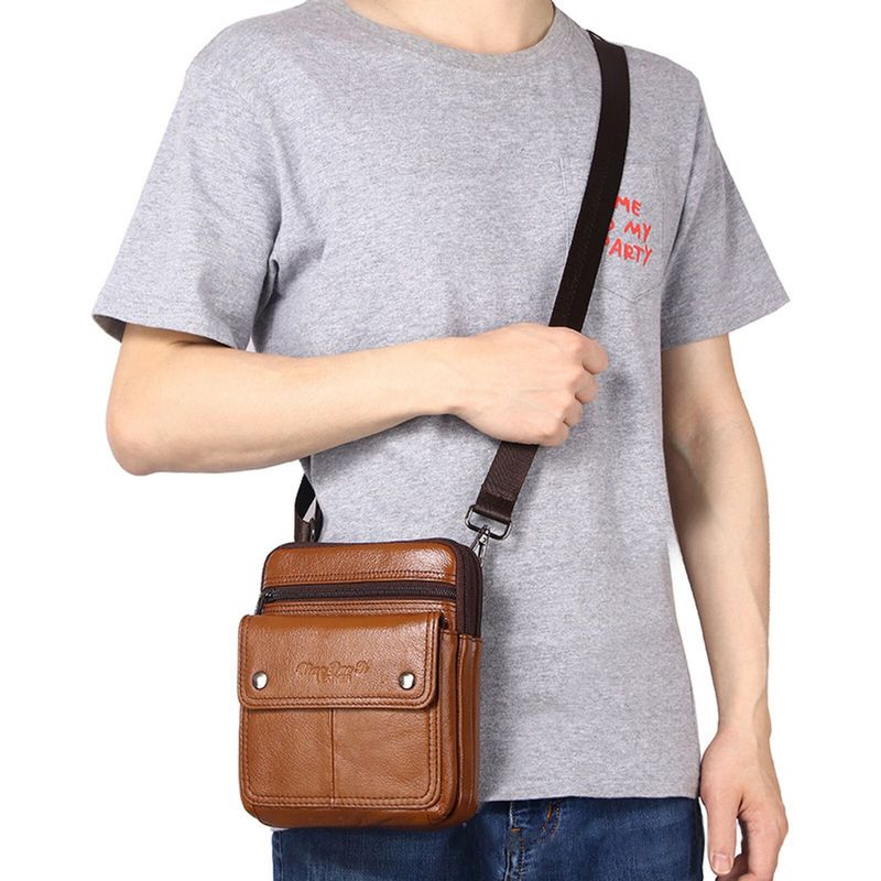 Męska Torba Na Ramię Ze Skóry Bydlęcej Z Wieloma Przegródkami Torba Na Ramię Crossbody Outdoor Casual Vintage Messenger Bag