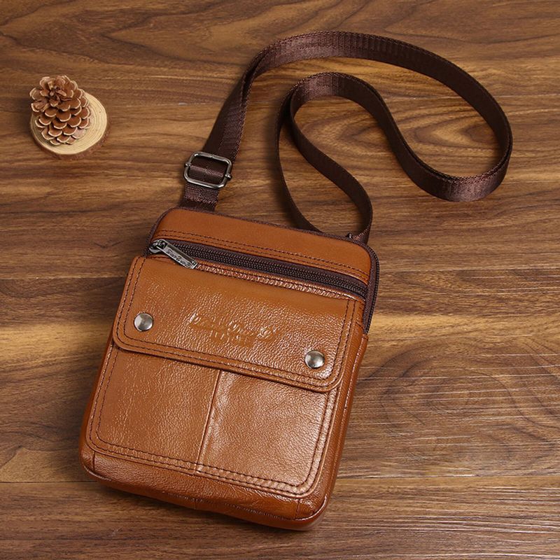 Męska Torba Na Ramię Ze Skóry Bydlęcej Z Wieloma Przegródkami Torba Na Ramię Crossbody Outdoor Casual Vintage Messenger Bag