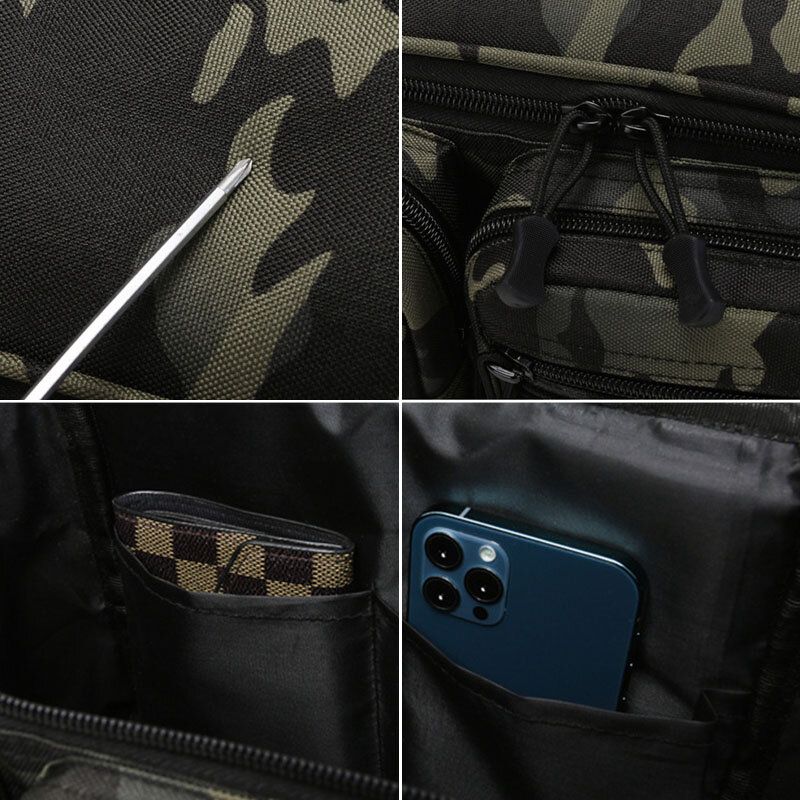 Męska Torba Na Ryby Z Wieloma Kieszeniami Outdoor Tactical Torby Crossbody Torby Torba Na Pas Oxford Camo Pattern