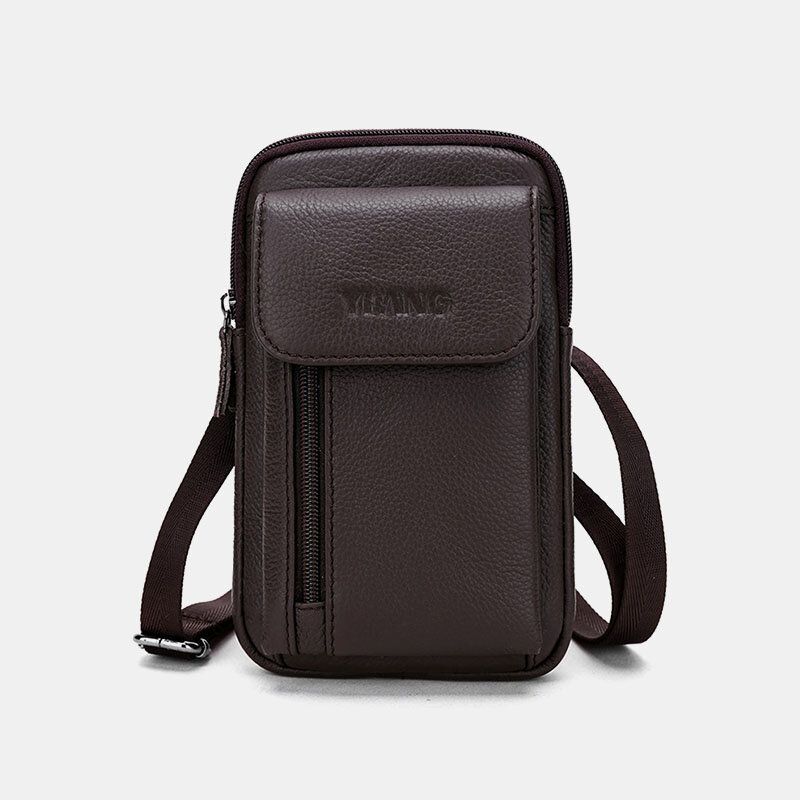 Męska Torba Z Prawdziwej Skóry 6.3 Cala Na Telefon Z Paskiem Torba Crossbody