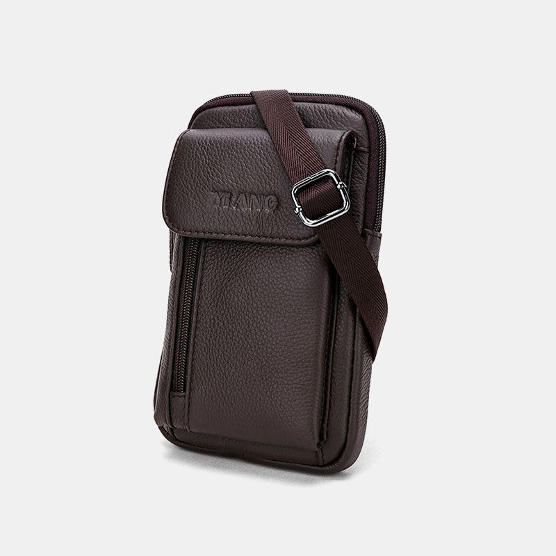 Męska Torba Z Prawdziwej Skóry 6.3 Cala Na Telefon Z Paskiem Torba Crossbody