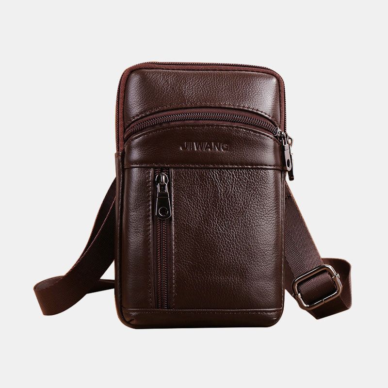 Męska Torba Z Prawdziwej Skóry 6.5 Cala Retro Torba Na Telefon Torba Na Pasek Torba Crossbody