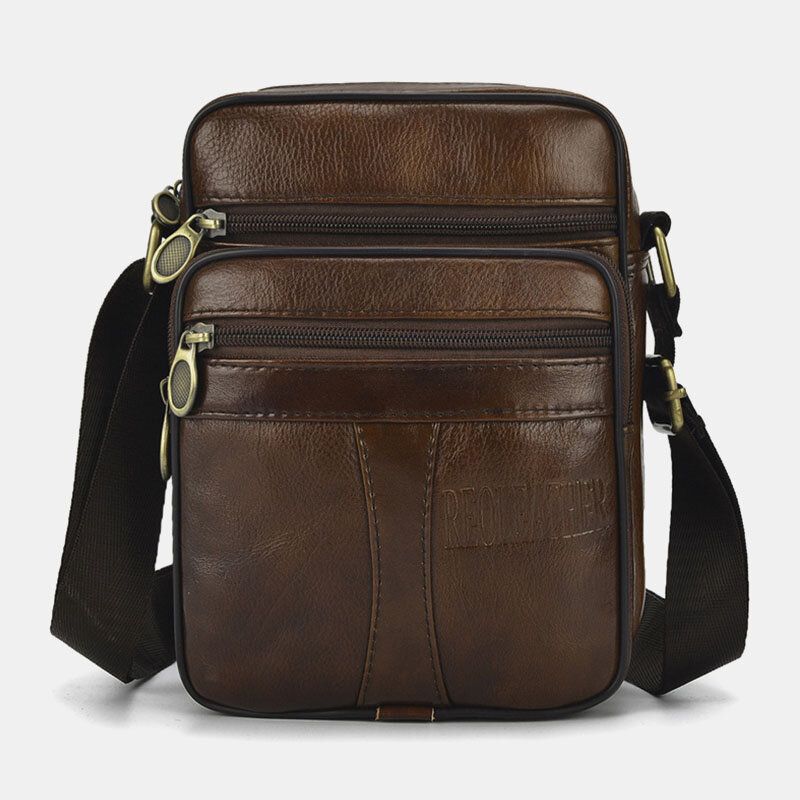 Męska Torba Z Prawdziwej Skóry Business Casual Solid Color Skórzana Torba Na Ramię Torba Crossbody