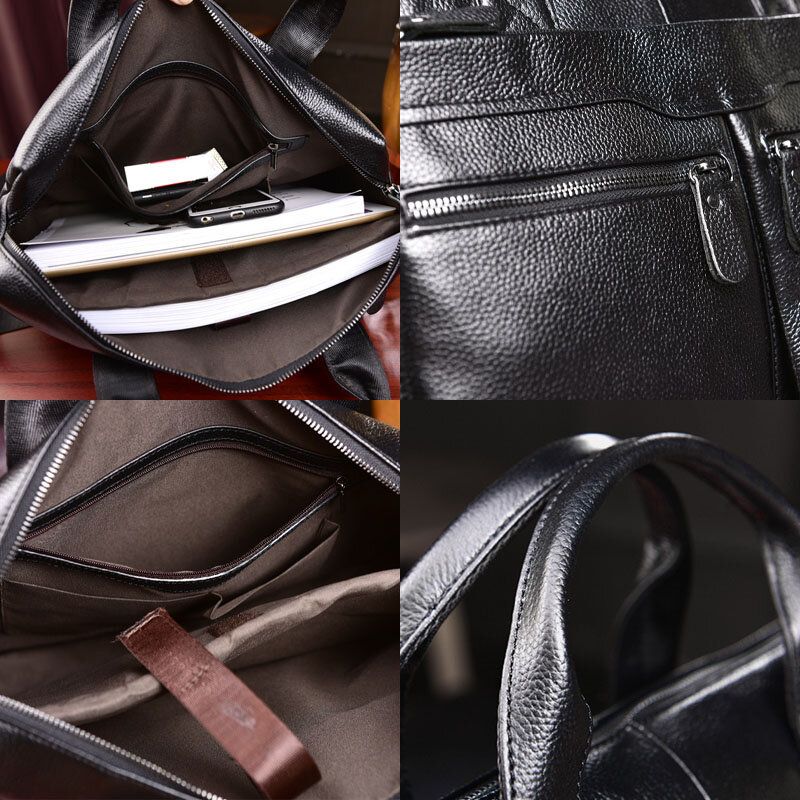 Męska Torba Z Prawdziwej Skóry Business Multi-carry 14-calowa Torba Na Laptopa Aktówka Torba Crossbody Torba Na Ramię