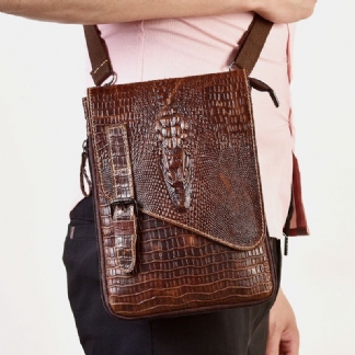 Męska Torba Z Prawdziwej Skóry Odporna Na Zużycie Krokodyl Tekstura Casual Crossbody Torby Torba Na Ramię