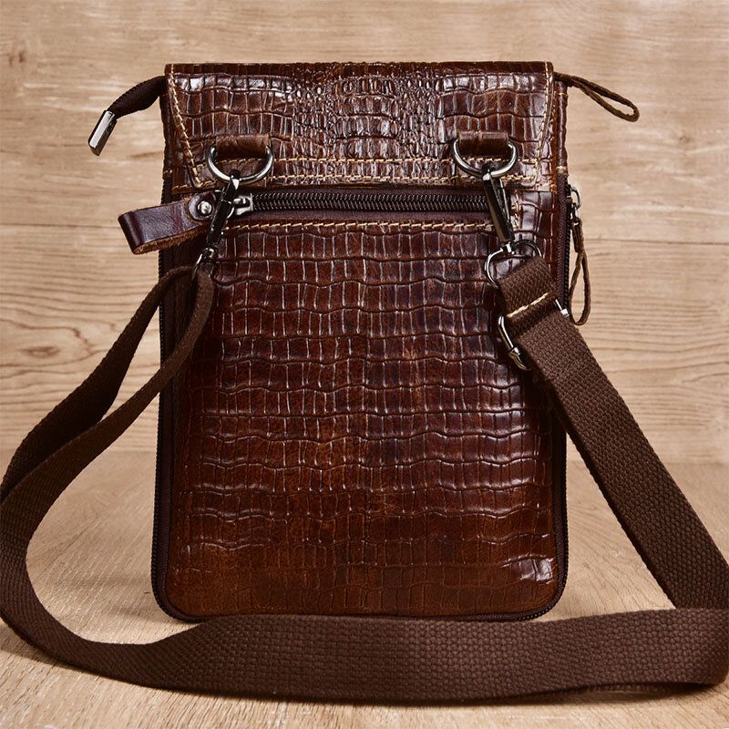 Męska Torba Z Prawdziwej Skóry Odporna Na Zużycie Krokodyl Tekstura Casual Crossbody Torby Torba Na Ramię