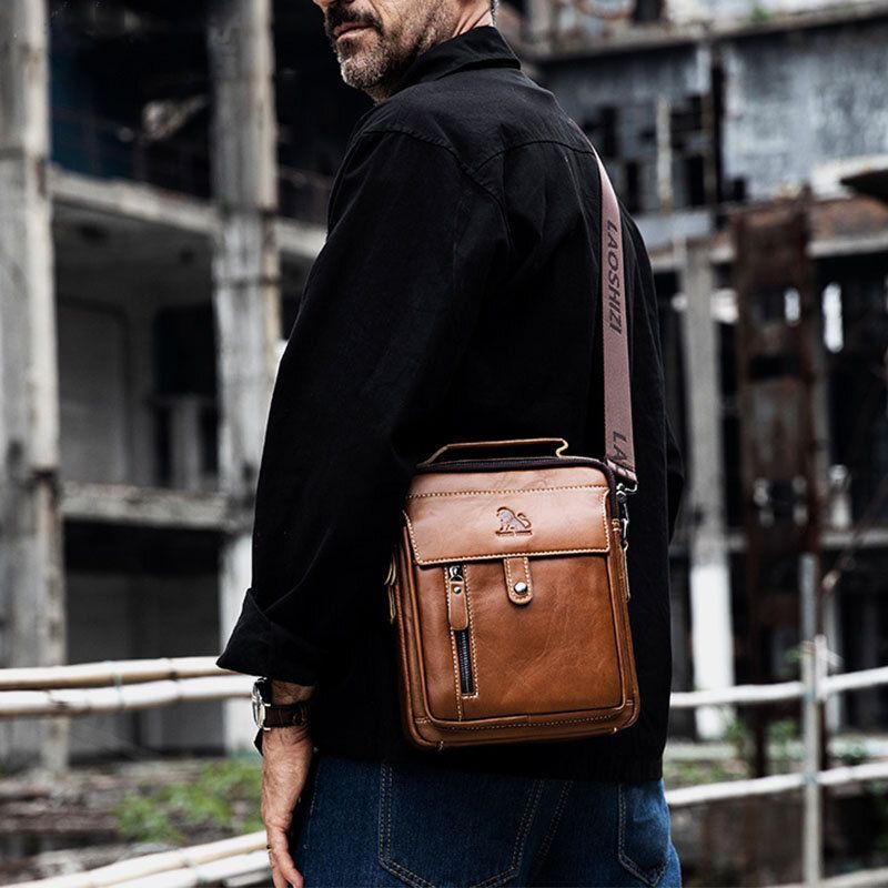 Męska Torba Z Prawdziwej Skóry Retro Business Mała Skórzana Torba Na Ramię Ze Skóry Bydlęcej Torba Crossbody