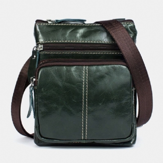 Męska Torba Z Prawdziwej Skóry Retro Business Solid Color Skórzana Torba Na Ramię Torba Crossbody