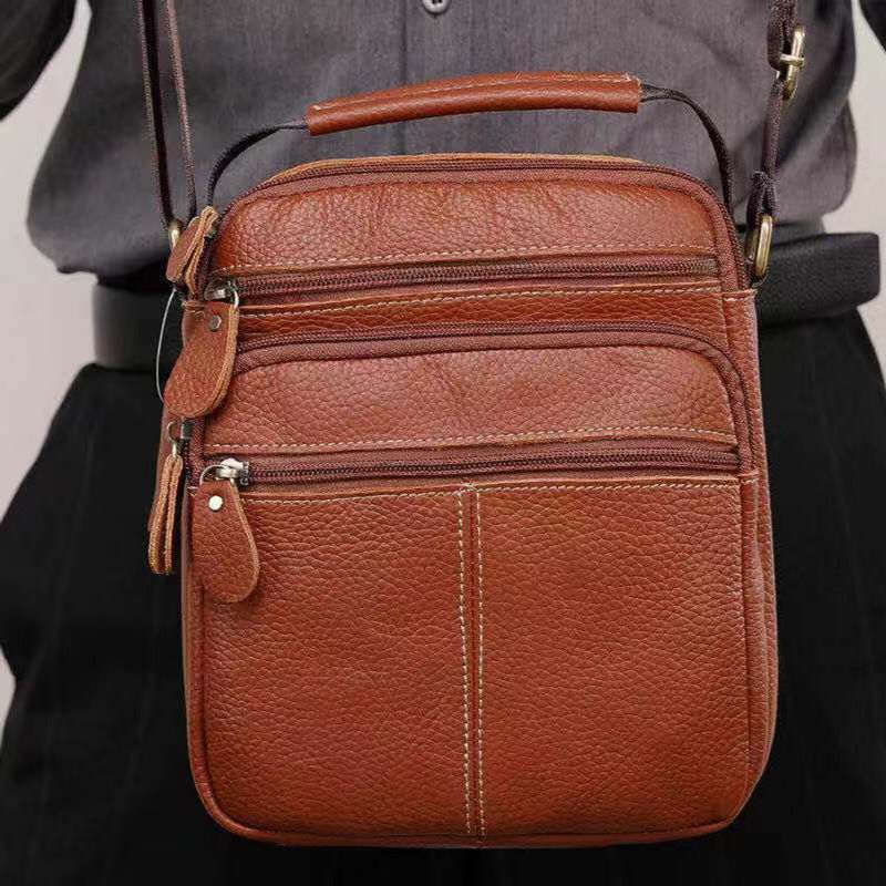 Męska Torba Z Prawdziwej Skóry W Stylu Vintage O Dużej Pojemności Crossbody Torby Wytrzymała Modna Torba Na Ramię Z Zamkiem Błyskawicznym