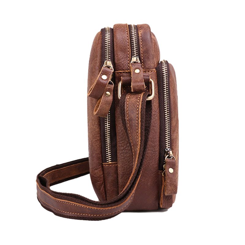 Męska Torba Z Prawdziwej Skóry W Stylu Vintage O Dużej Pojemności Trwała Torba Typu Crossbody Przedział Wewnętrzny Na Co Dzień Torba Biznesowa