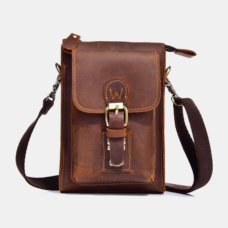 Męska Torba Z Prawdziwej Skóry W Stylu Vintage Wielofunkcyjna Torba Typu Crossbody Trwała Torba Na Pasek Z Paskiem Na Pasek Na Co Dzień