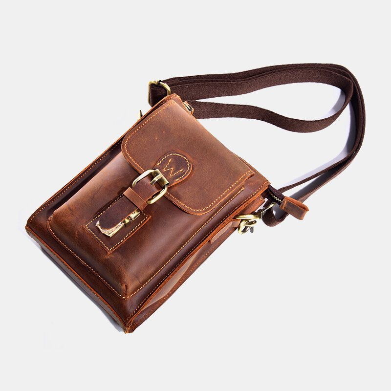 Męska Torba Z Prawdziwej Skóry W Stylu Vintage Wielofunkcyjna Torba Typu Crossbody Trwała Torba Na Pasek Z Paskiem Na Pasek Na Co Dzień