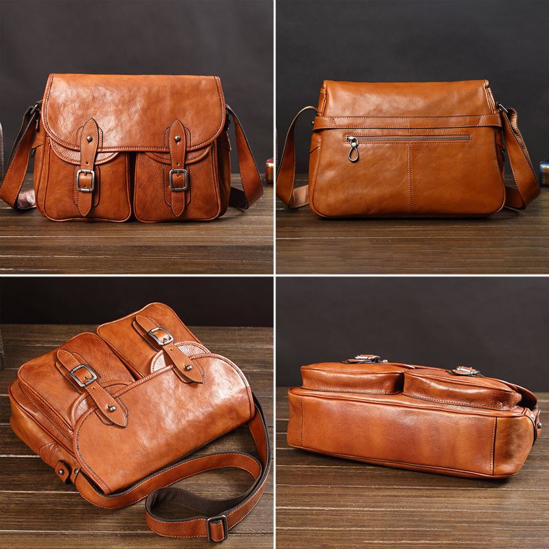 Męska Torba Ze Sztucznej Skóry W Stylu Vintage O Dużej Pojemności Crossbody Torby Retro Krótka Torba Na Laptopa