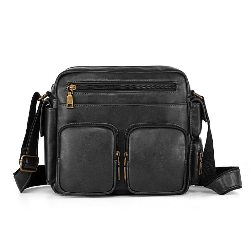 Męska Torba Ze Sztucznej Skóry Z Wieloma Przegródkami O Dużej Pojemności Torba Typu Crossbody Business Casual Torba Na Ramię Z Zamkiem Błyskawicznym