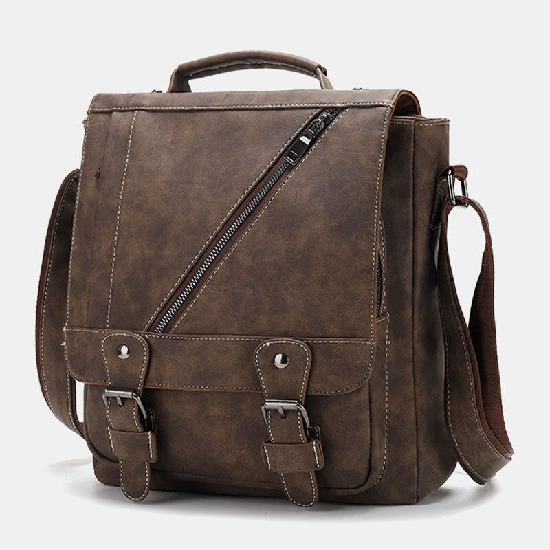 Męska Torebka Ze Sztucznej Skóry W Stylu Retro O Dużej Pojemności Multi-carry Torba Crossbody