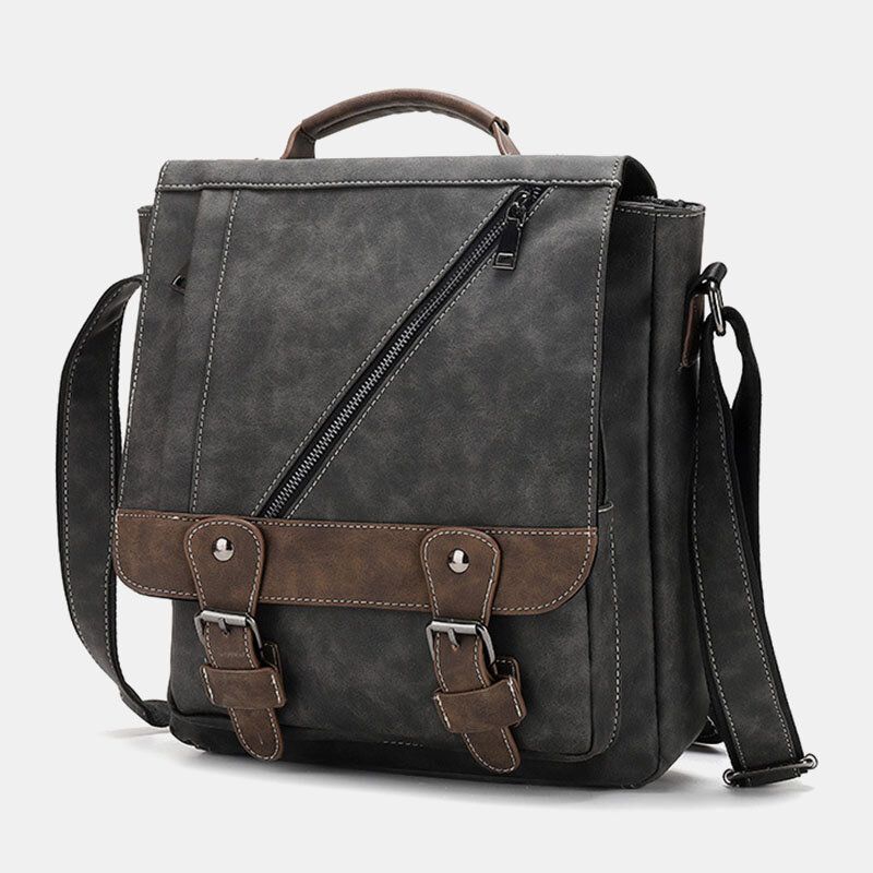 Męska Torebka Ze Sztucznej Skóry W Stylu Retro O Dużej Pojemności Multi-carry Torba Crossbody