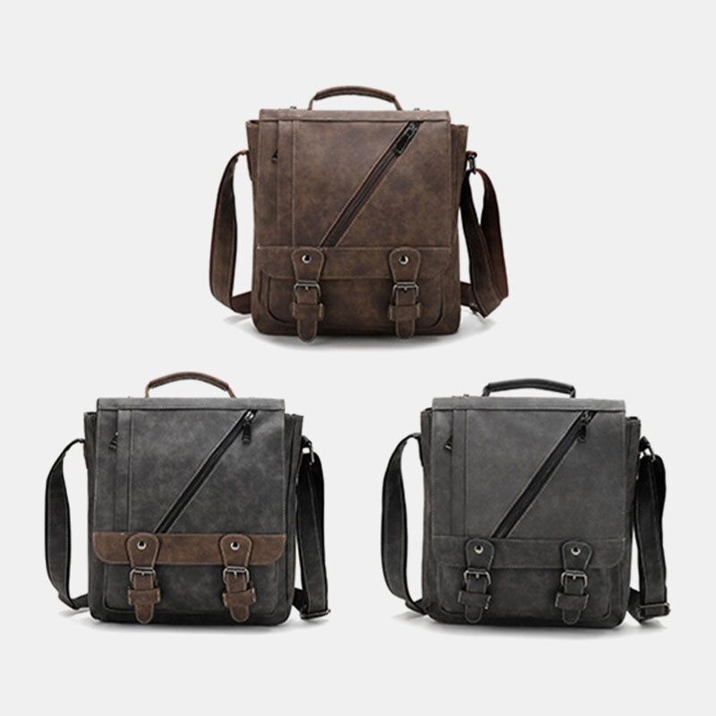 Męska Torebka Ze Sztucznej Skóry W Stylu Retro O Dużej Pojemności Multi-carry Torba Crossbody