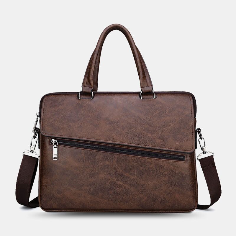 Męska Wielofunkcyjna Torba Antykradzieżowa Ze Skóry Pu W Stylu Vintage Business Messenger Torba Crossbody Torba Torebka Torba Na Ramię