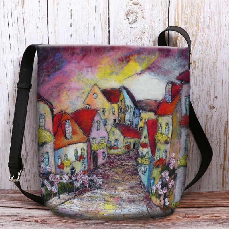 Płótno Damskie Casual Cartoon Wzór Regulowany Pasek Torba Crossbody Torba Na Ramię O Dużej Pojemności