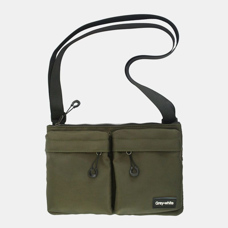 Unisex Podwójna Przednia Kieszeń Na Zamek Torby Crossbody Nylon Casual Prosta Odporna Na Zużycie Torba Na Ramię