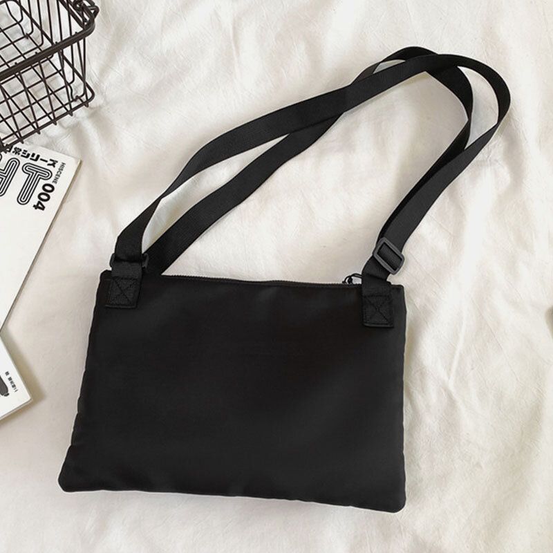 Unisex Podwójna Przednia Kieszeń Na Zamek Torby Crossbody Nylon Casual Prosta Odporna Na Zużycie Torba Na Ramię